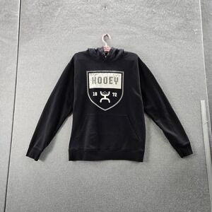 Hooey Men Hoodie L Black Graphic Fleece Logo Shield Casual‎ Long Sleeve